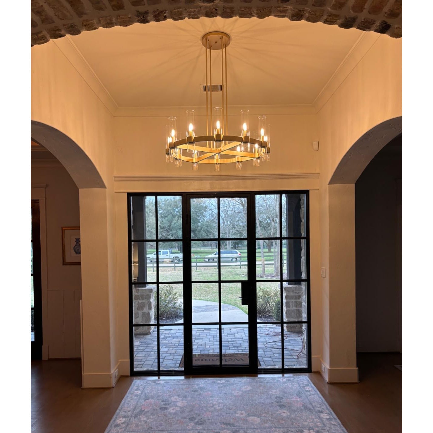 Zenvor 36 Inch Cylinder Glass Round Candle Chandelier