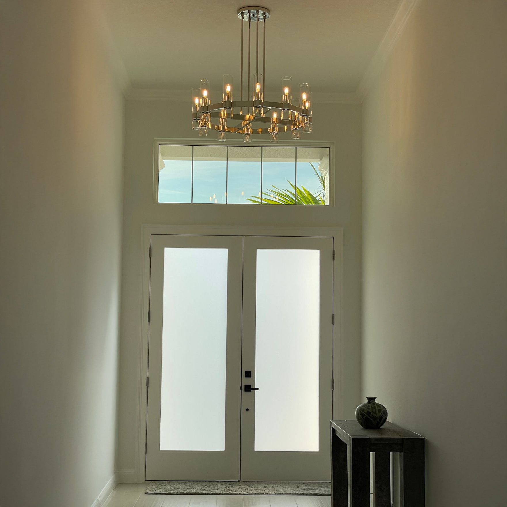 Zenvor 36 Inch Cylinder Glass Round Candle Chandelier