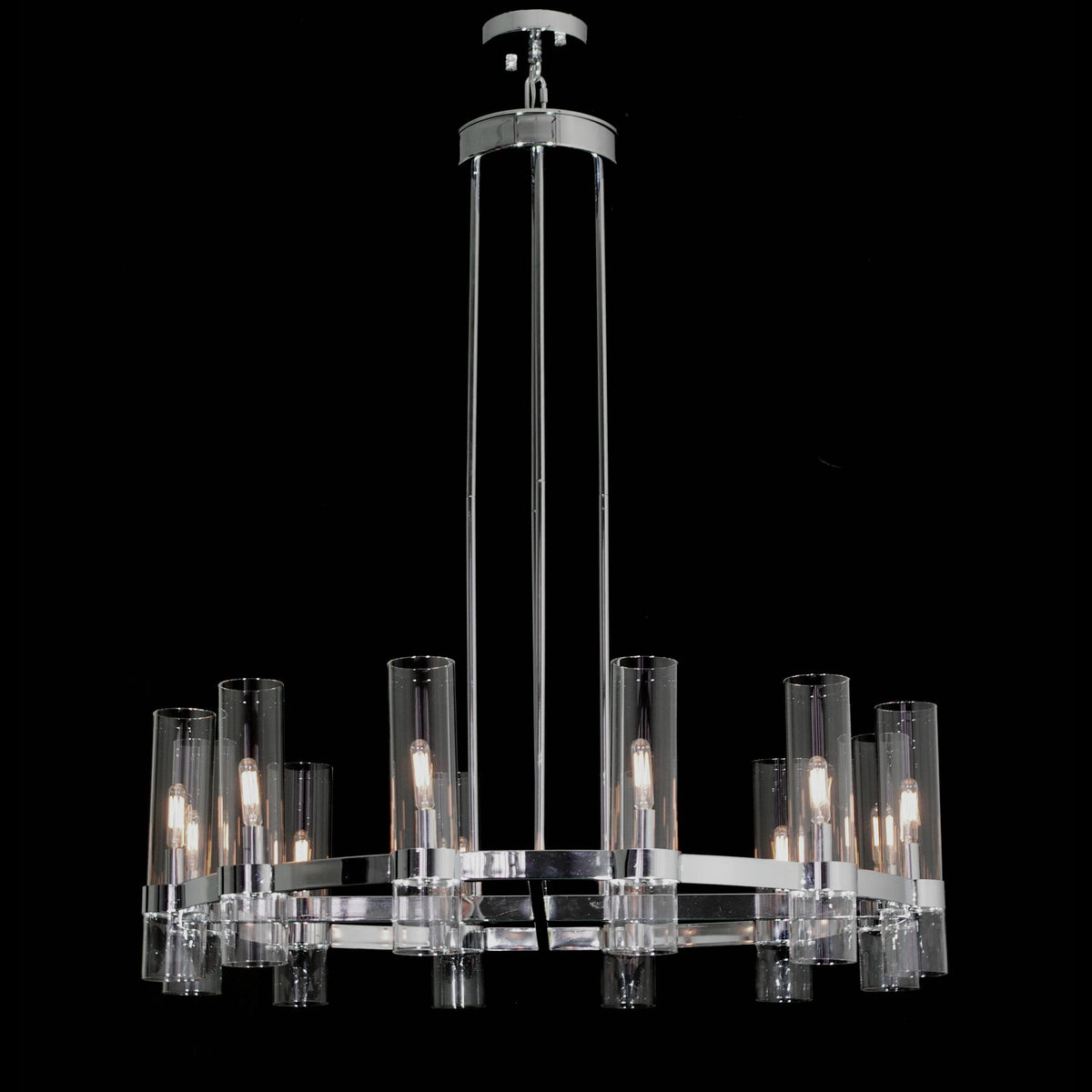 Zenvor 36 Inch Cylinder Glass Round Candle Chandelier