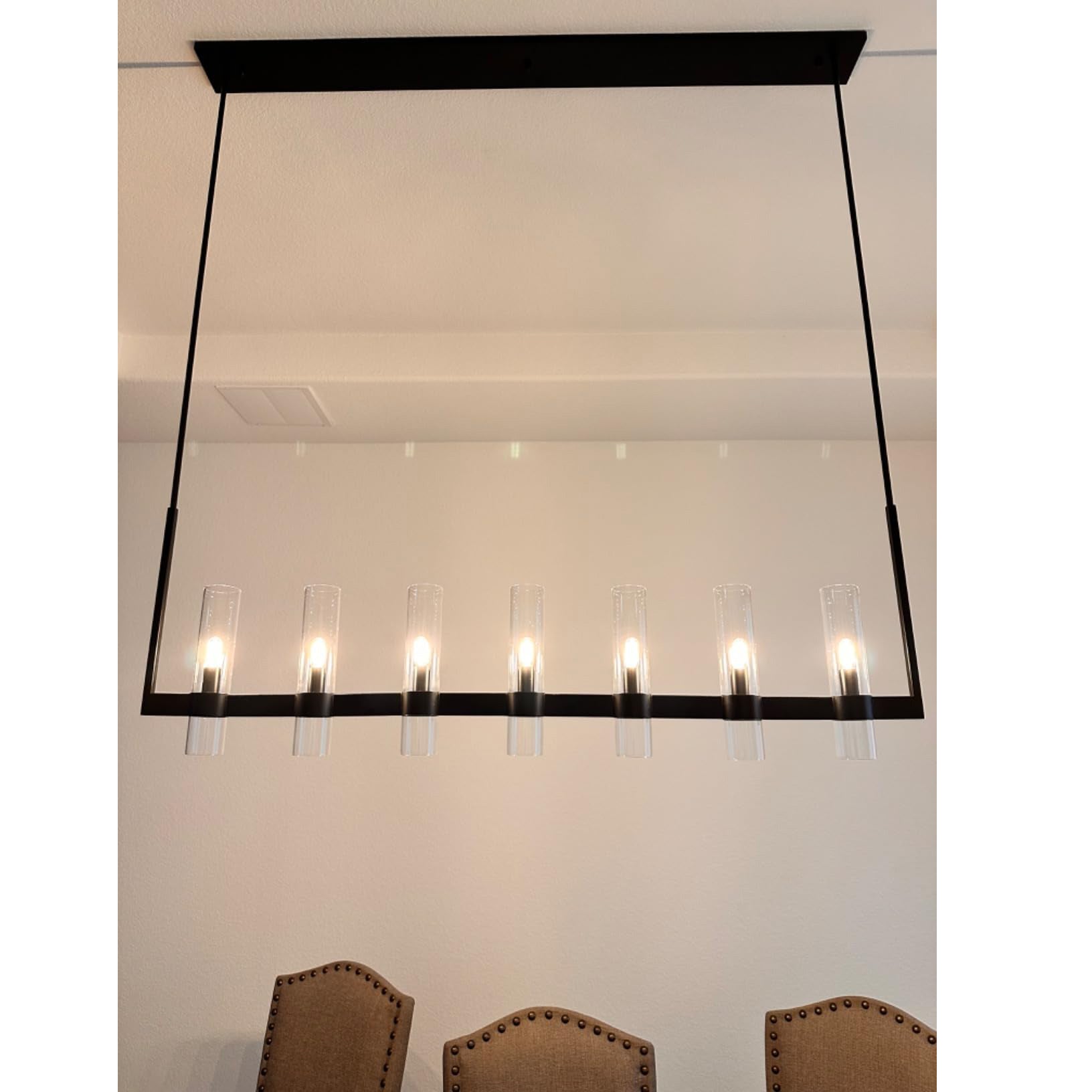 Zenvor 54 Inch Cylinder Glass Linear Candle Chandelier