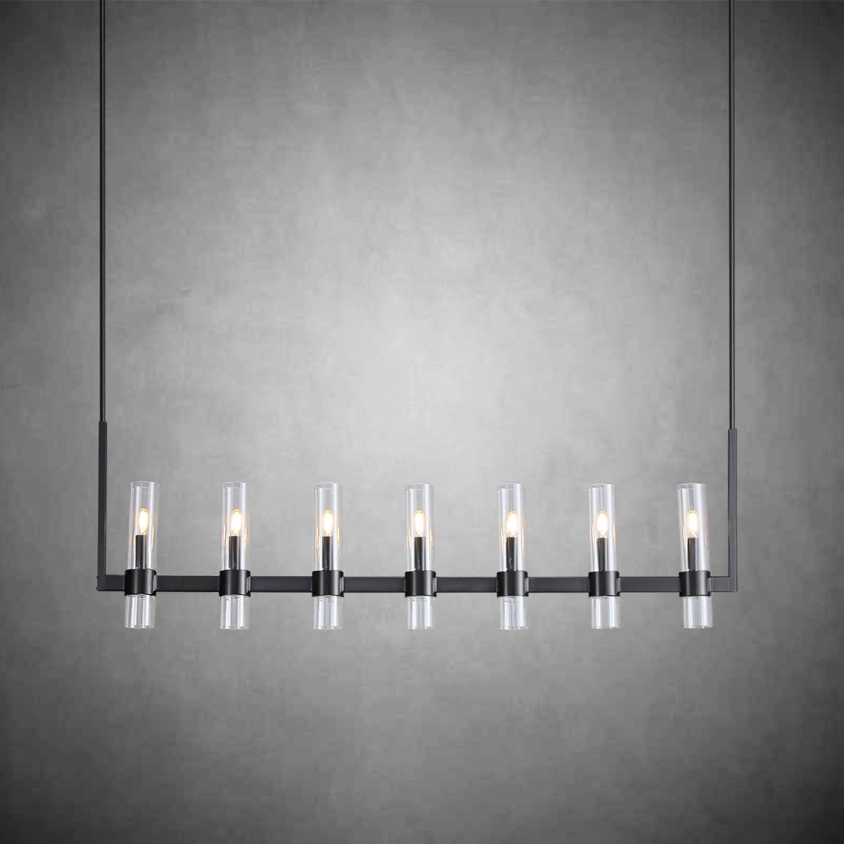Zenvor 54 Inch Cylinder Glass Linear Candle Chandelier
