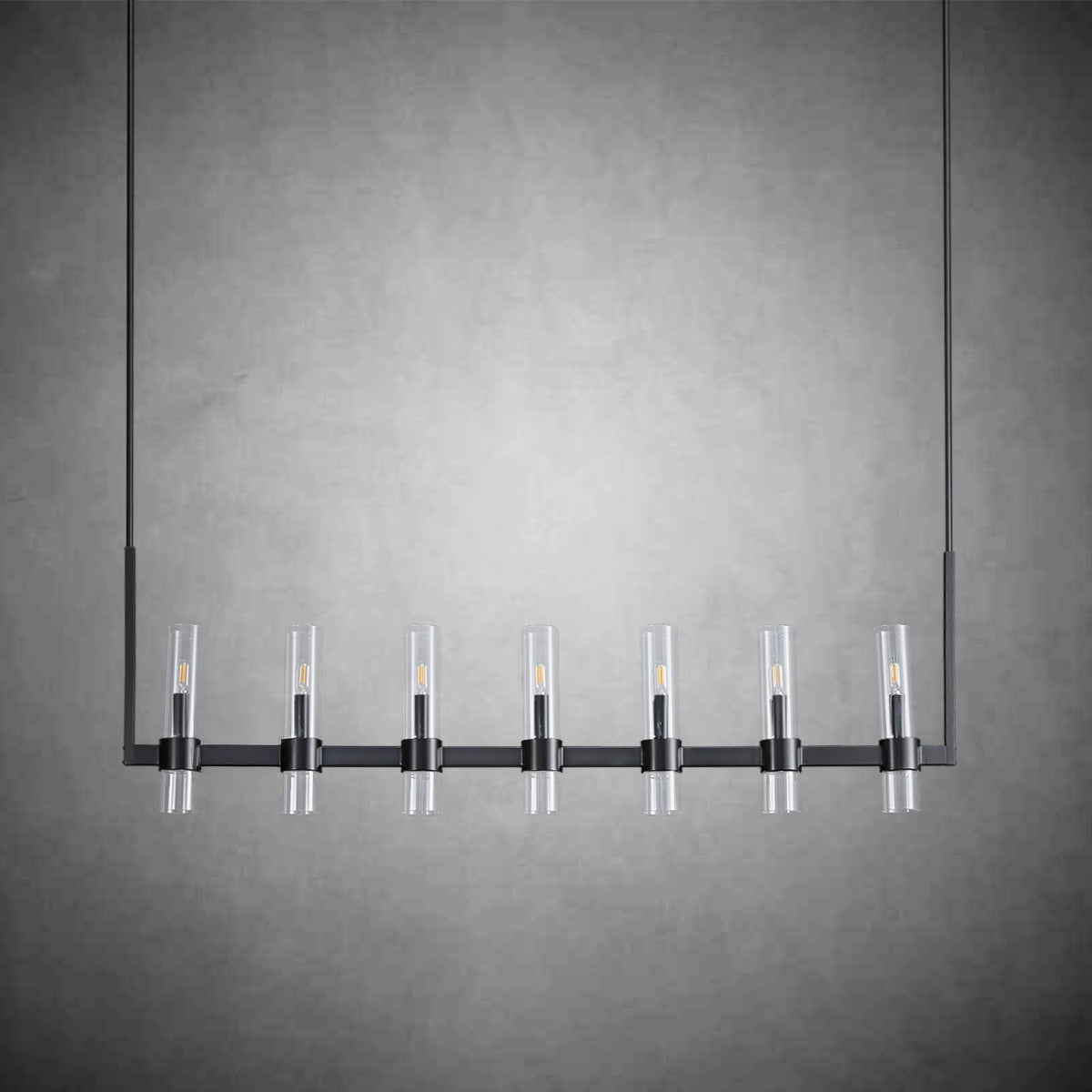 Zenvor 54 Inch Cylinder Glass Linear Candle Chandelier