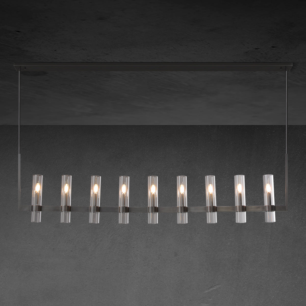 Zenvor 69 Inch Cylinder Glass Linear Candle Chandelier