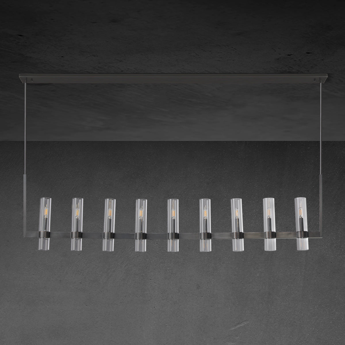 Zenvor 69 Inch Cylinder Glass Linear Candle Chandelier