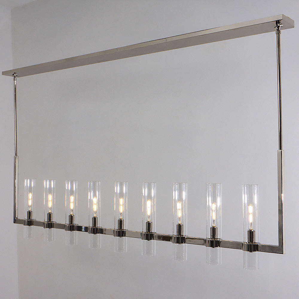 Zenvor 69 Inch Cylinder Glass Linear Candle Chandelier