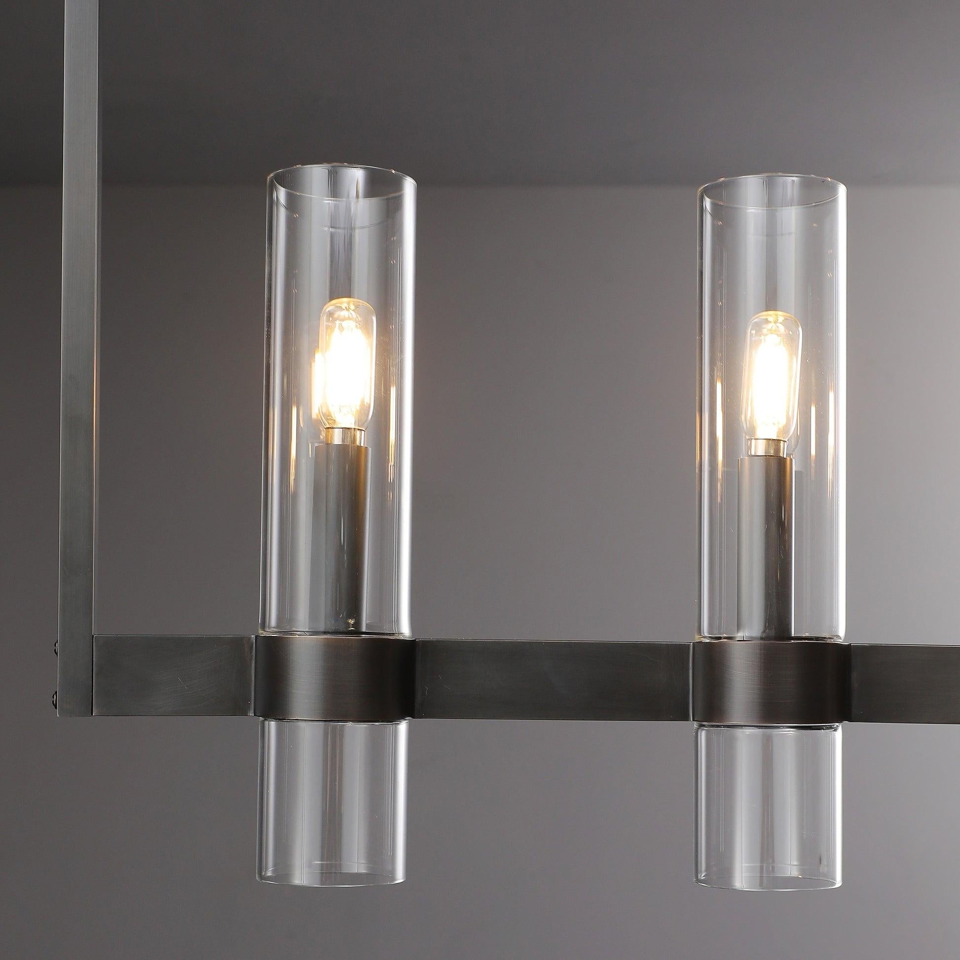 Zenvor 69 Inch Cylinder Glass Linear Candle Chandelier