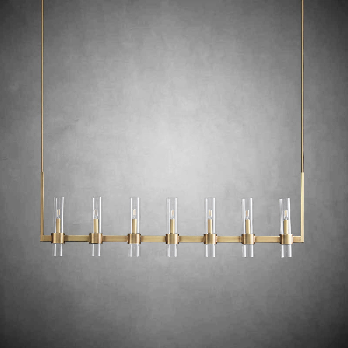 Zenvor 54 Inch Cylinder Glass Linear Candle Chandelier