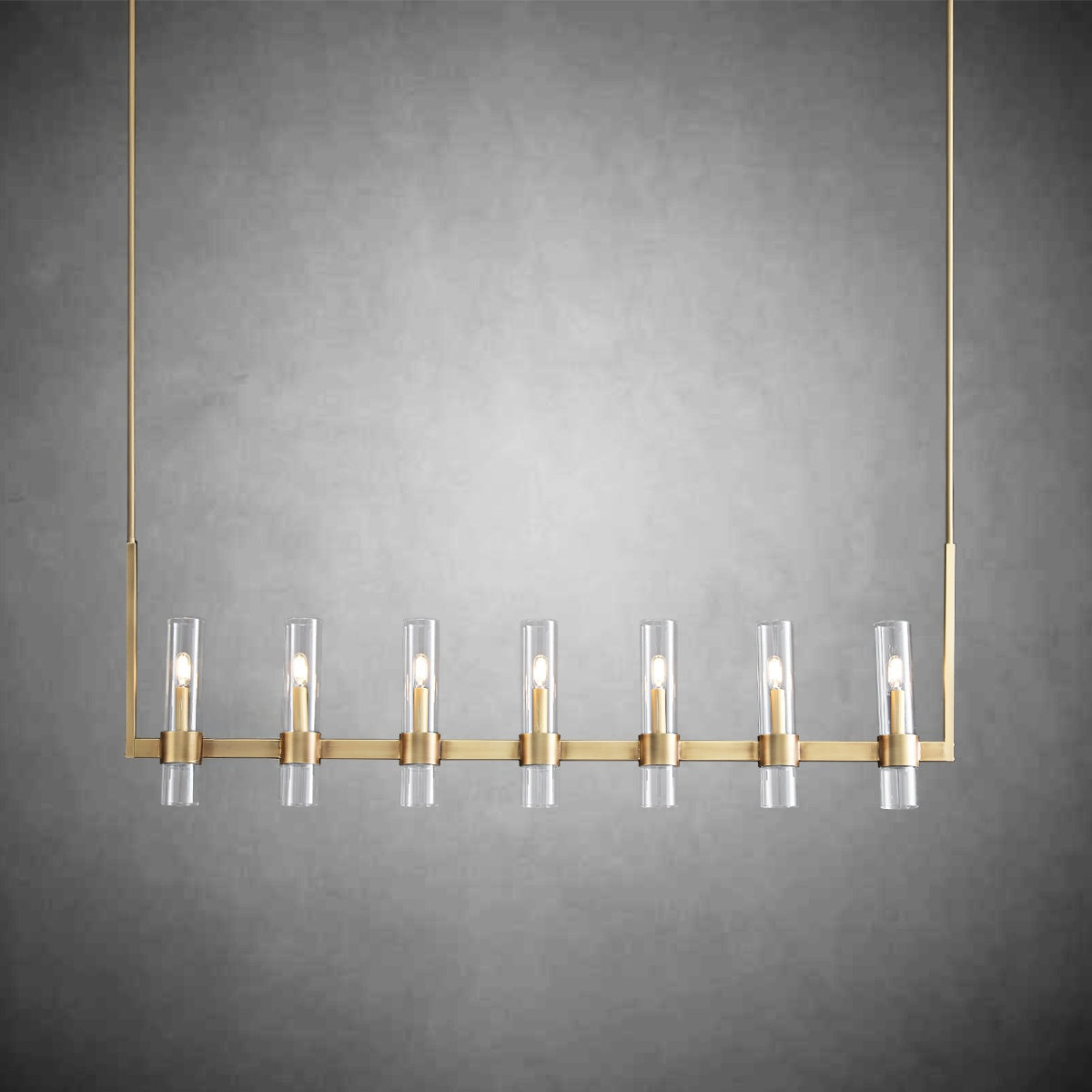 Zenvor 54 Inch Cylinder Glass Linear Candle Chandelier