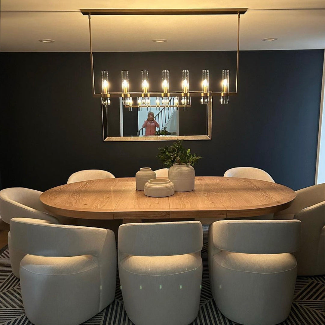 Zenvor 54 Inch Cylinder Glass Linear Candle Chandelier
