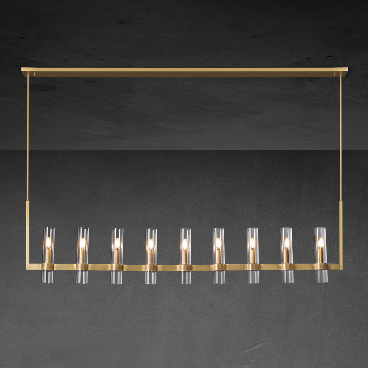 Zenvor 69 Inch Cylinder Glass Linear Candle Chandelier