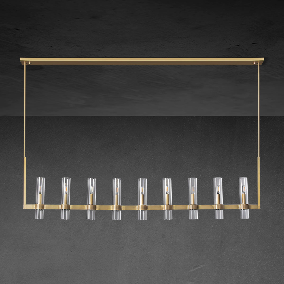 Zenvor 69 Inch Cylinder Glass Linear Candle Chandelier
