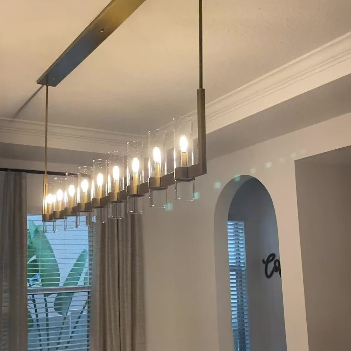 Zenvor 69 Inch Cylinder Glass Linear Candle Chandelier