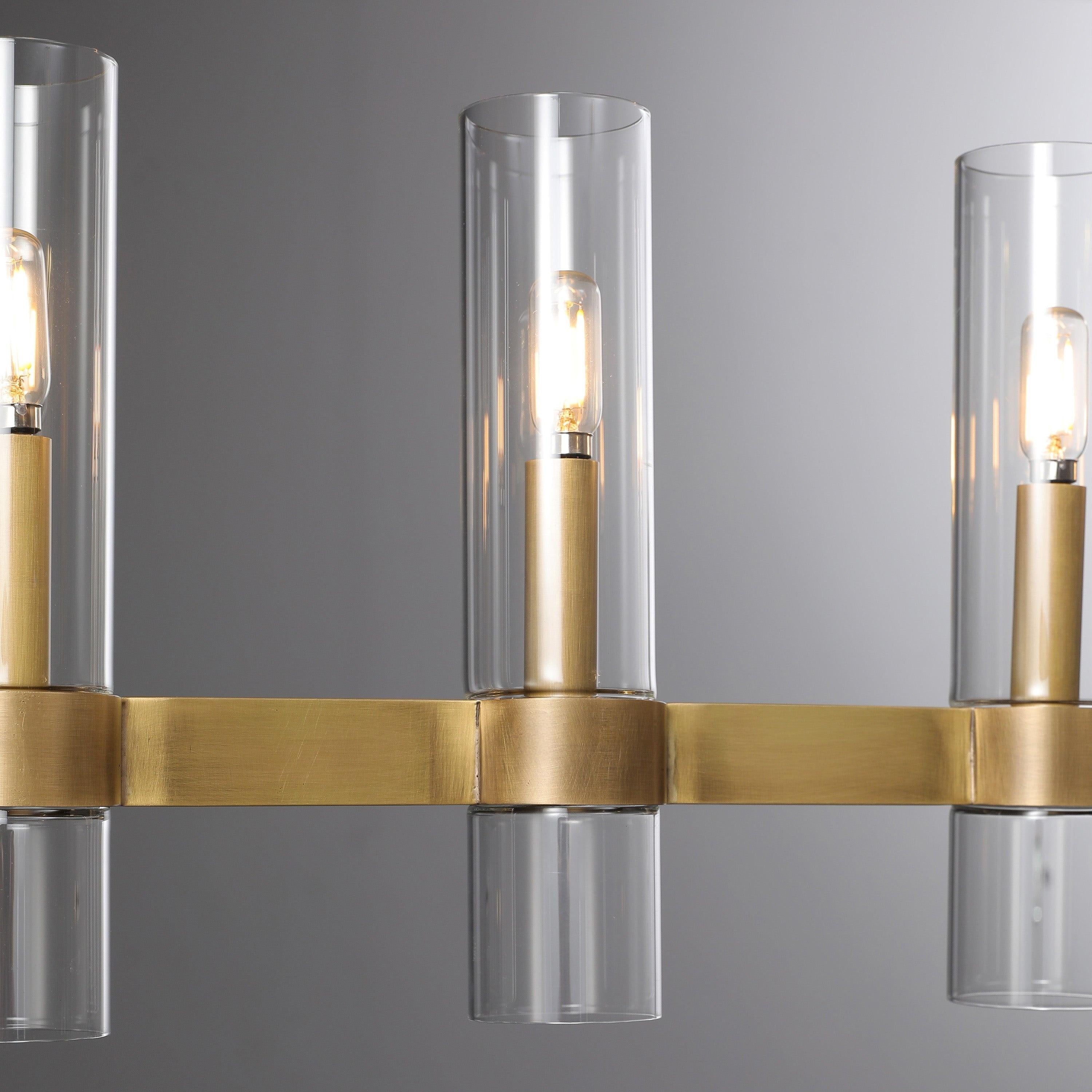 Zenvor 69 Inch Cylinder Glass Linear Candle Chandelier