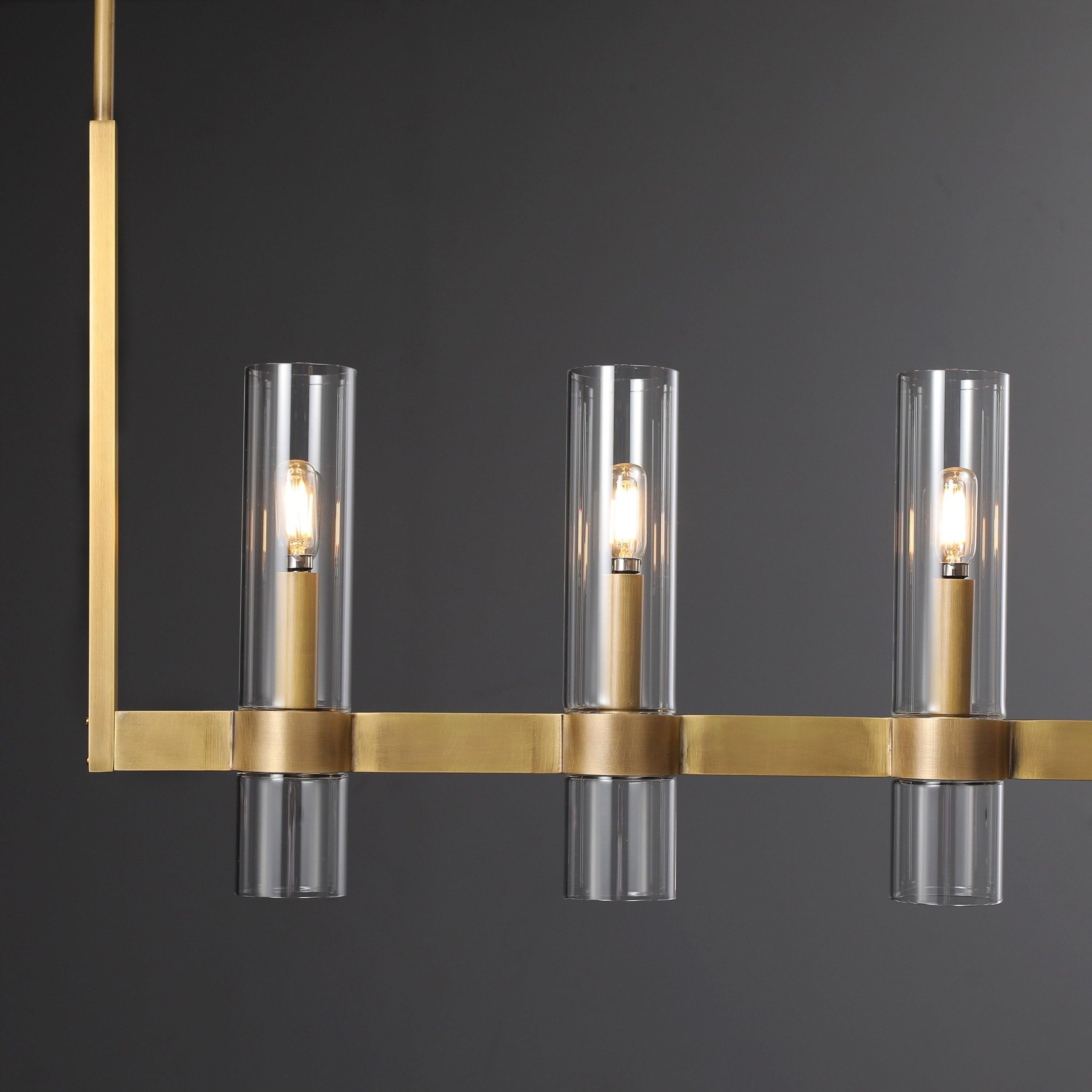 Zenvor 69 Inch Cylinder Glass Linear Candle Chandelier