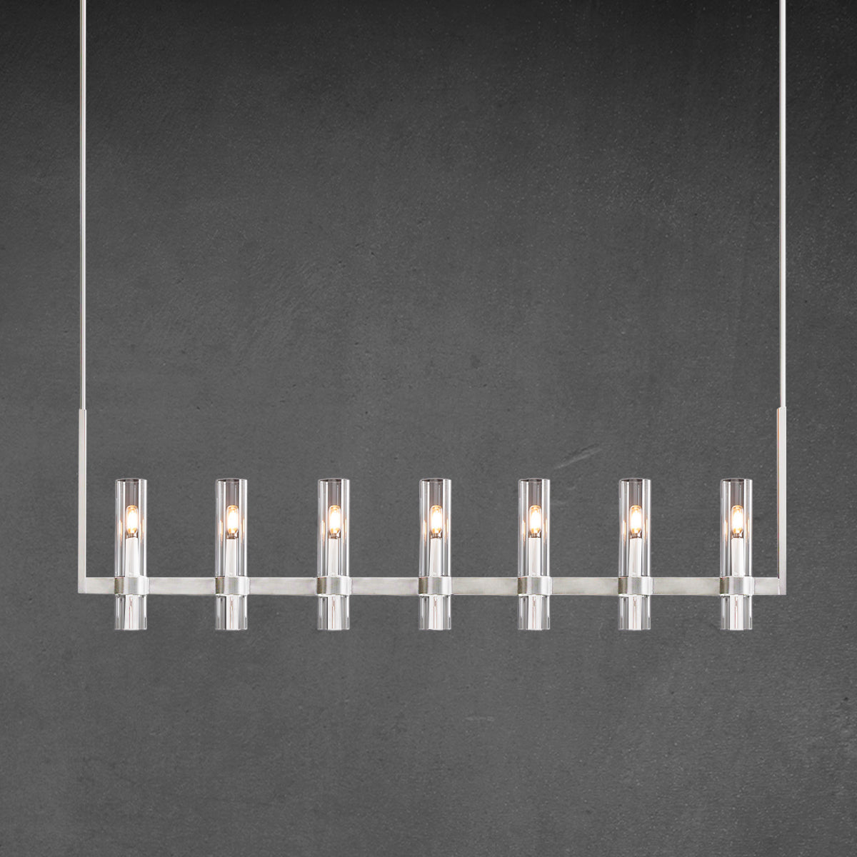 Zenvor 54 Inch Cylinder Glass Linear Candle Chandelier
