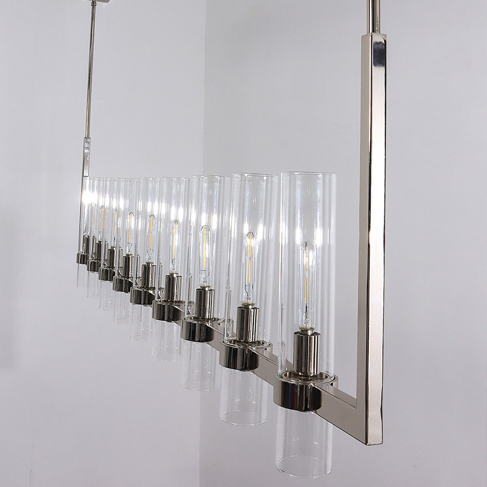Zenvor 69 Inch Cylinder Glass Linear Candle Chandelier