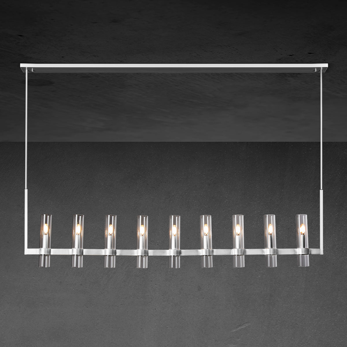 Zenvor 69 Inch Cylinder Glass Linear Candle Chandelier
