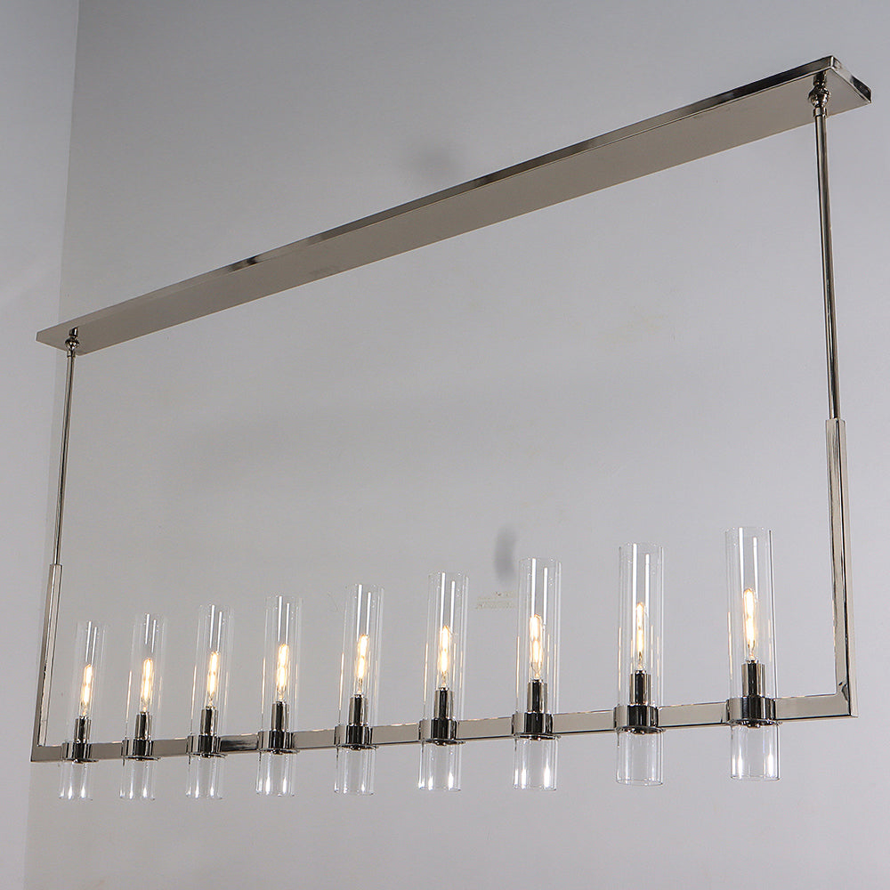 Zenvor 69 Inch Cylinder Glass Linear Candle Chandelier