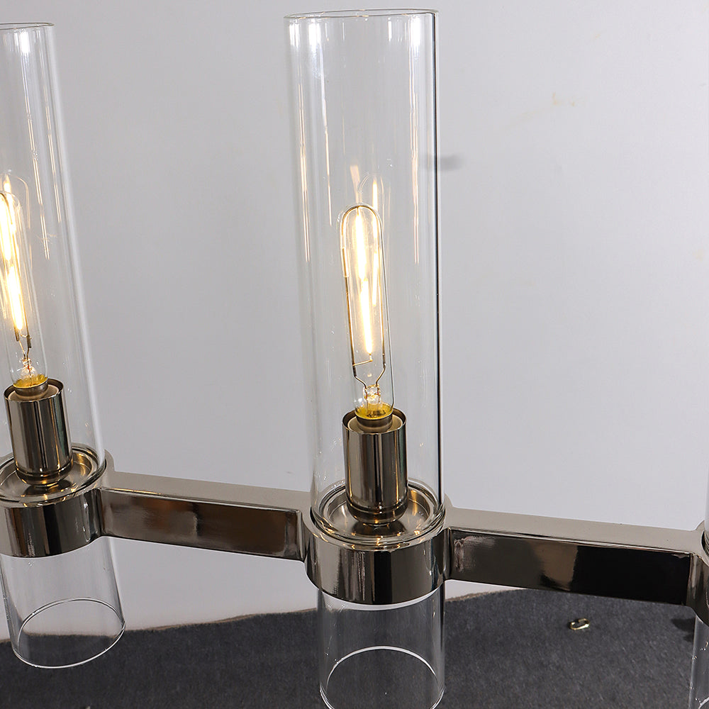 Zenvor 69 Inch Cylinder Glass Linear Candle Chandelier