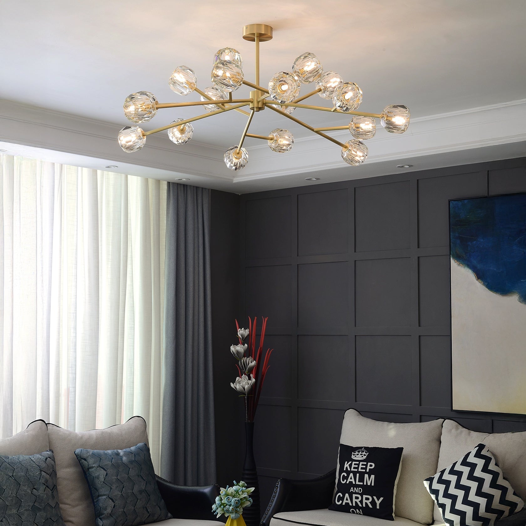 Lumerae 48 Inch Sputnik Globe Crystal Chandelier