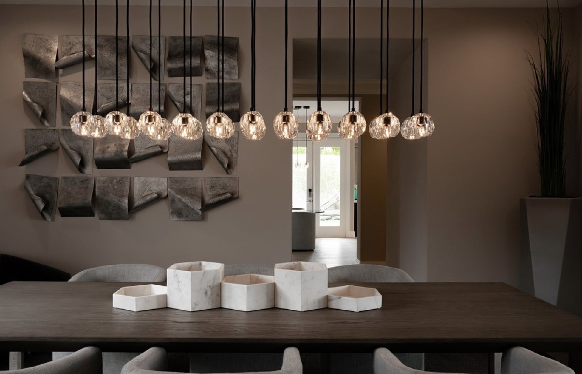 Lumerae 72 Inch Globe Crystal Cluster Linear Chandelier