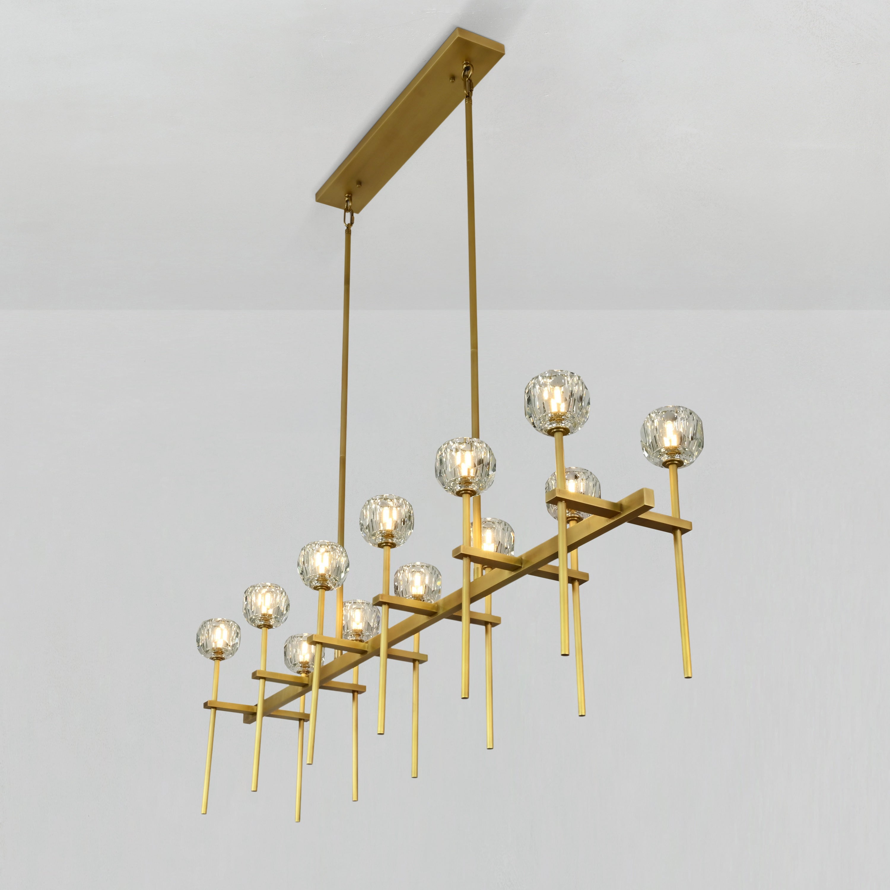 Lumerae 60 Inch Globe Crystal Double Linear Chandelier