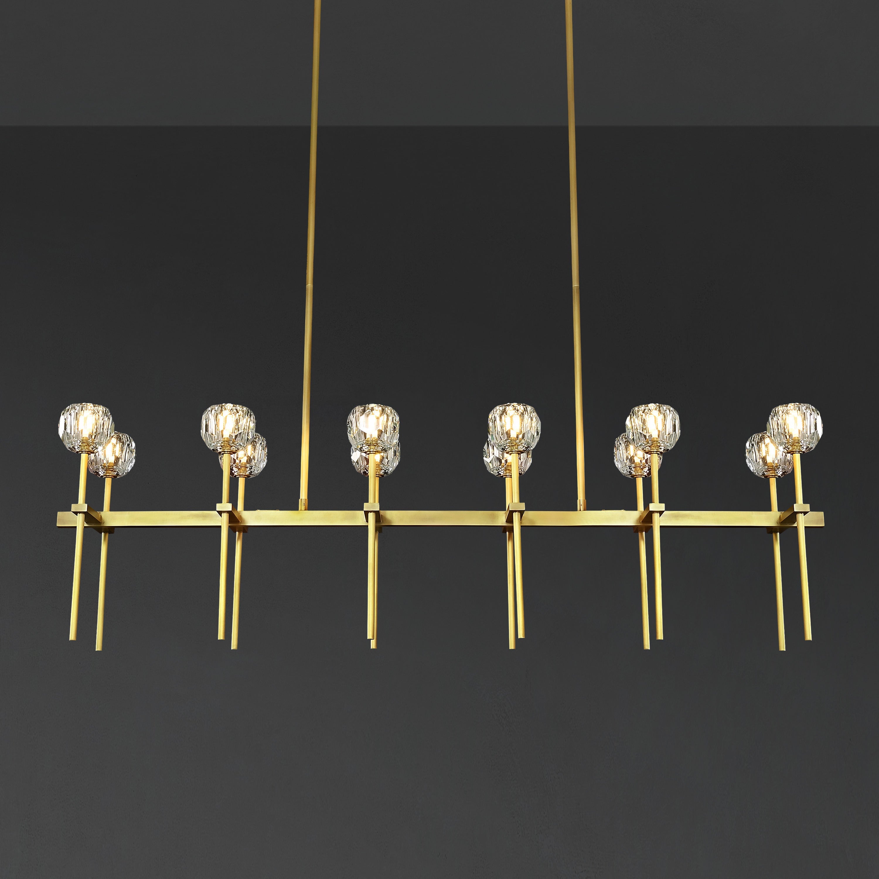 Lumerae 60 Inch Globe Crystal Double Linear Chandelier