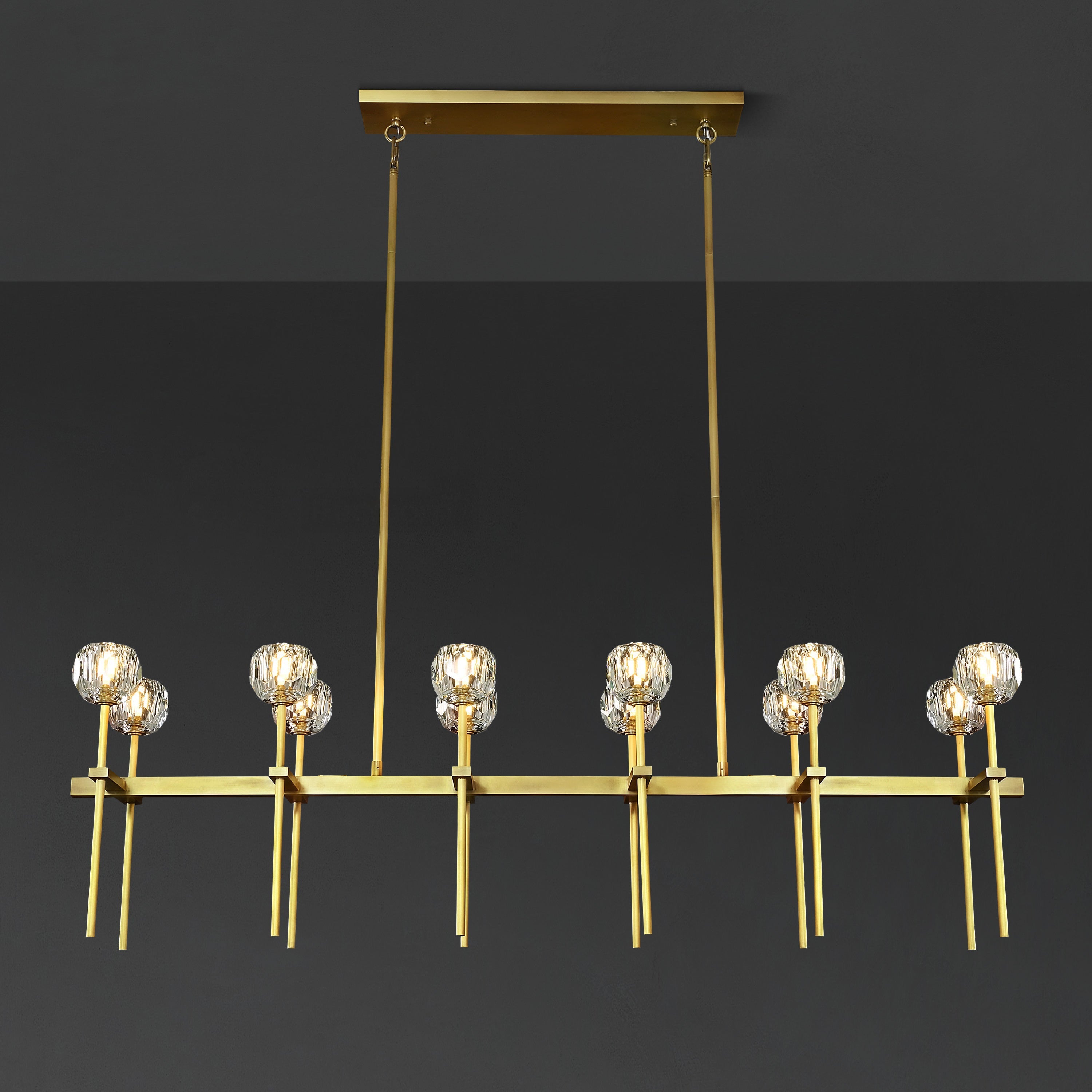 Lumerae 60 Inch Globe Crystal Double Linear Chandelier