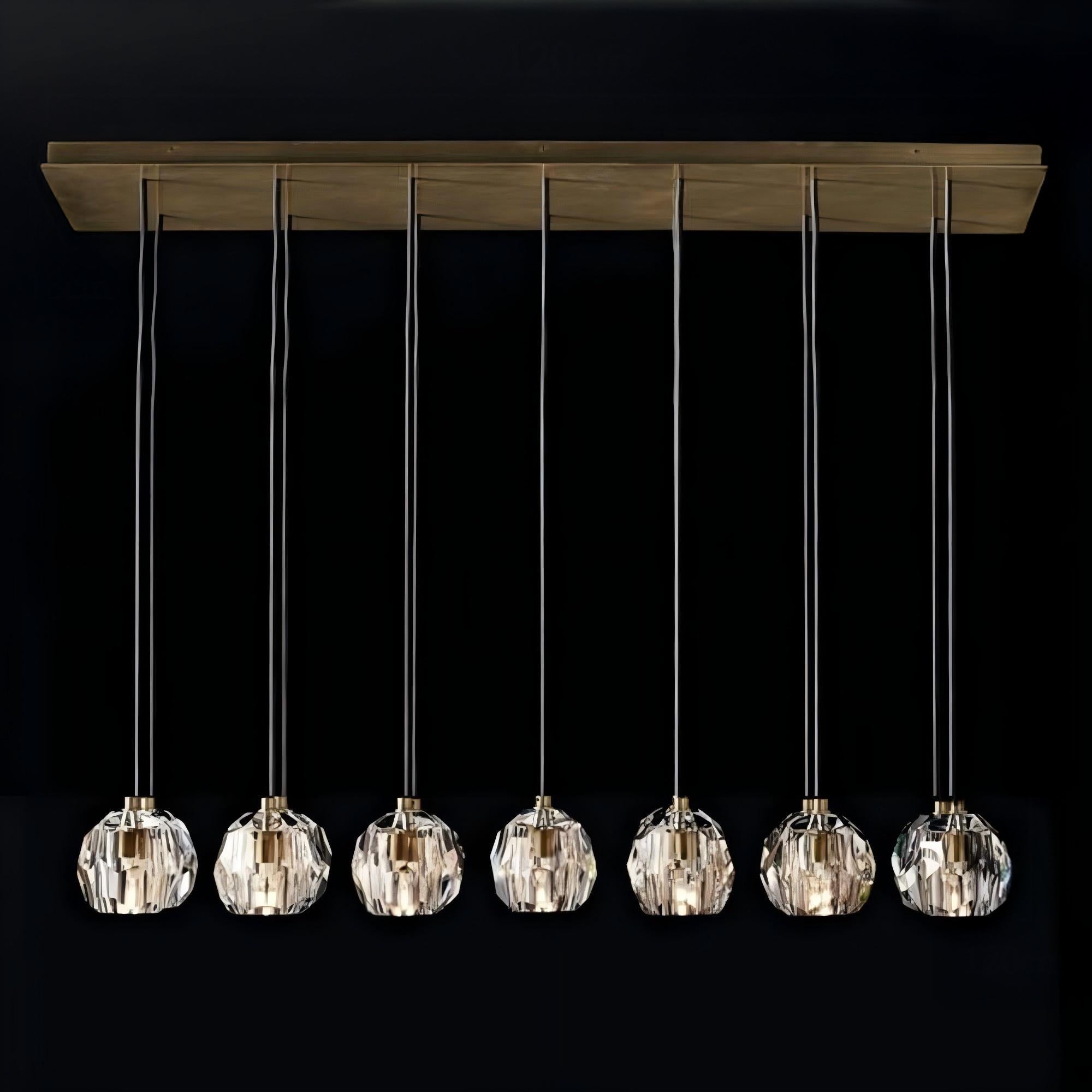 Lumerae 48 Inch Globe Crystal Cluster Linear Chandelier