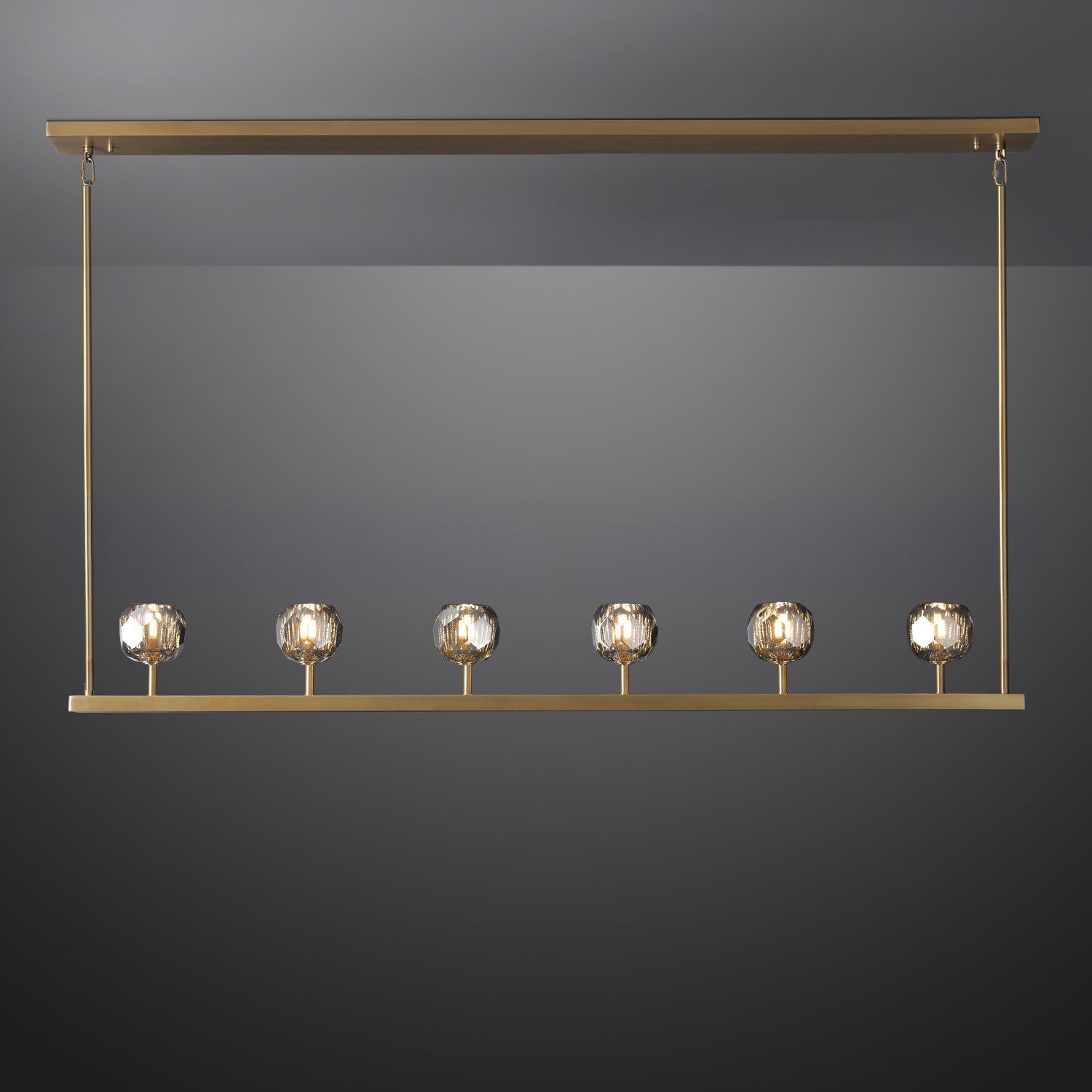Lumerae 60 Inch Globe Smoked Crystal Linear Chandelier