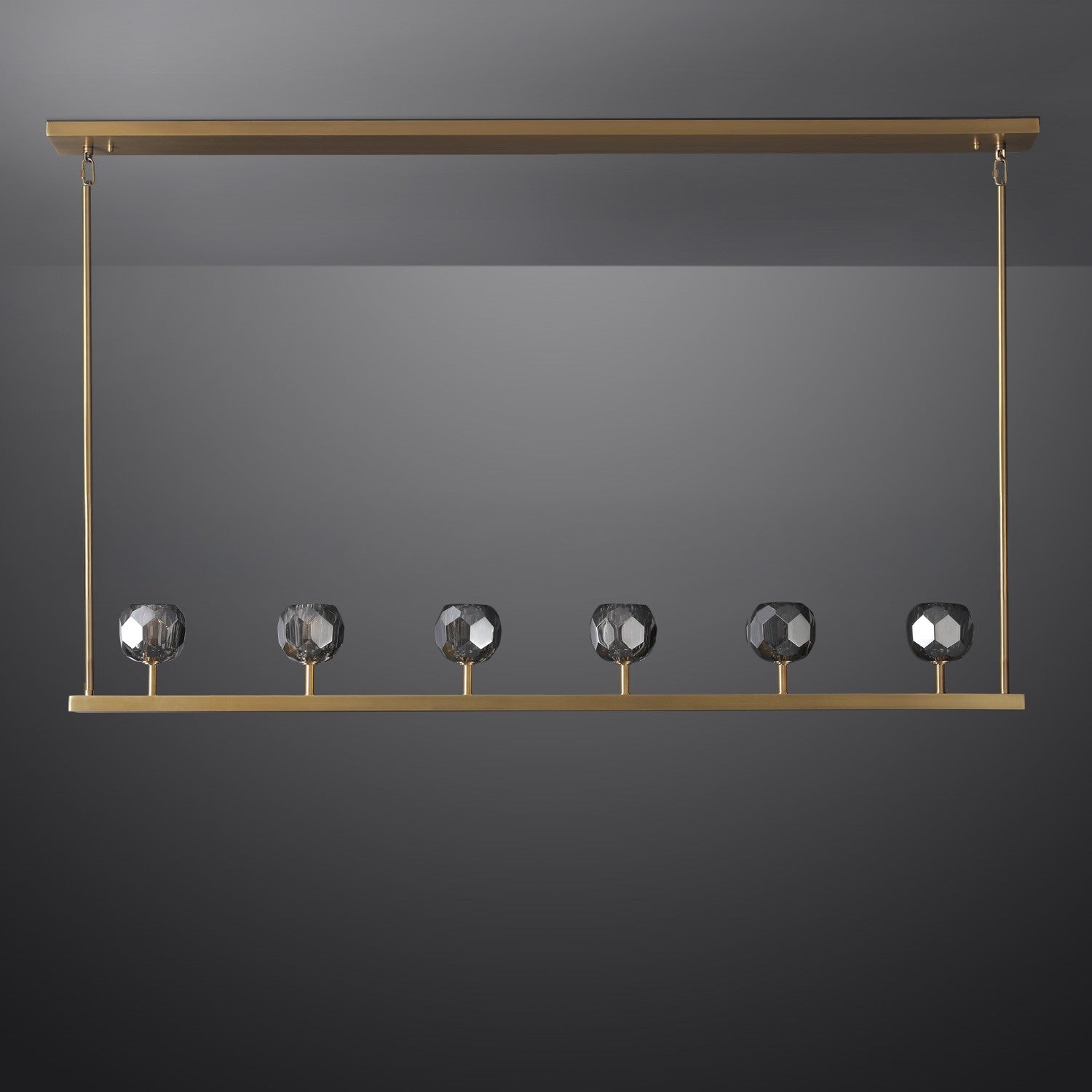 Lumerae 60 Inch Globe Smoked Crystal Linear Chandelier