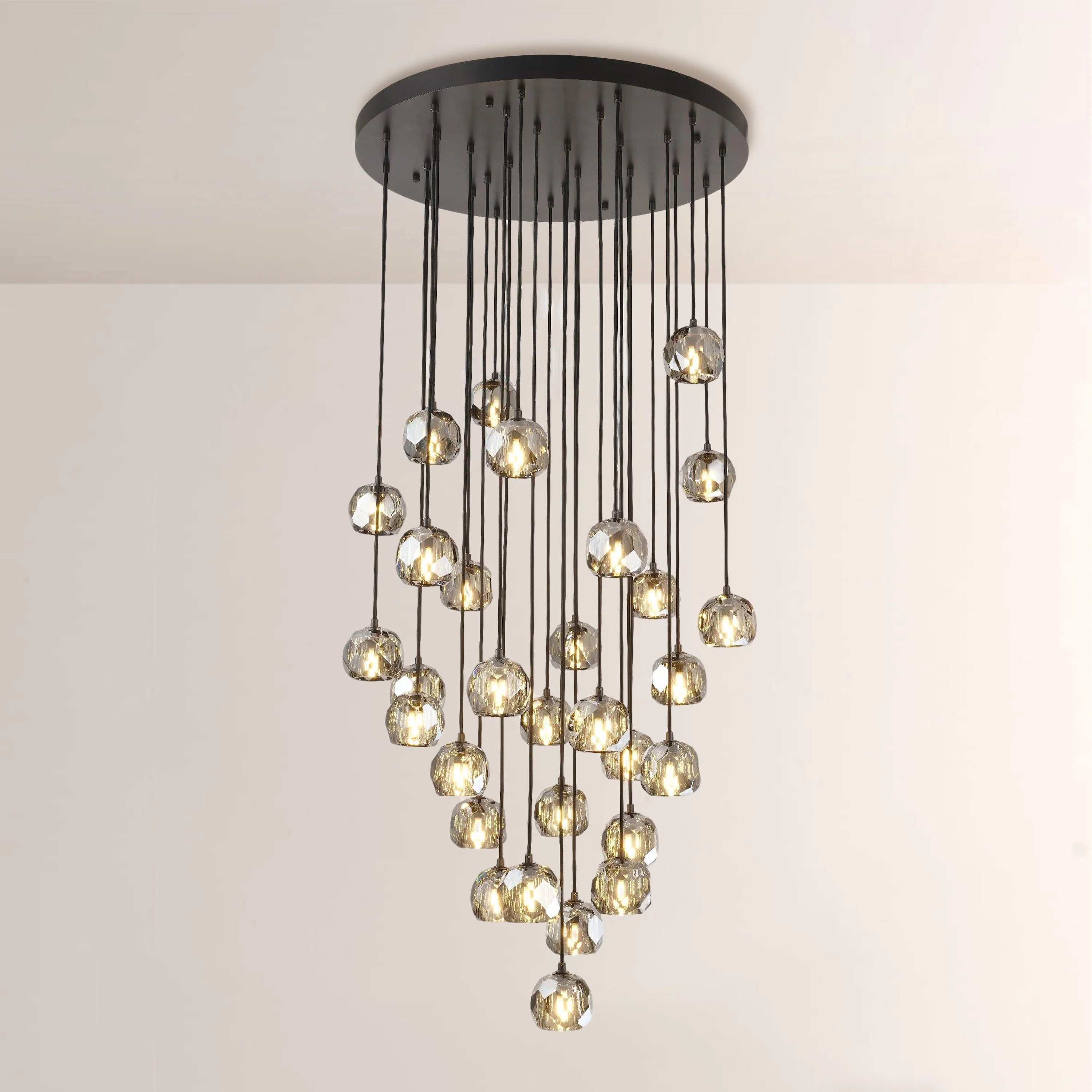 Lumerae 30 Inch Globe Smoked Crystal Cascading Chandelier