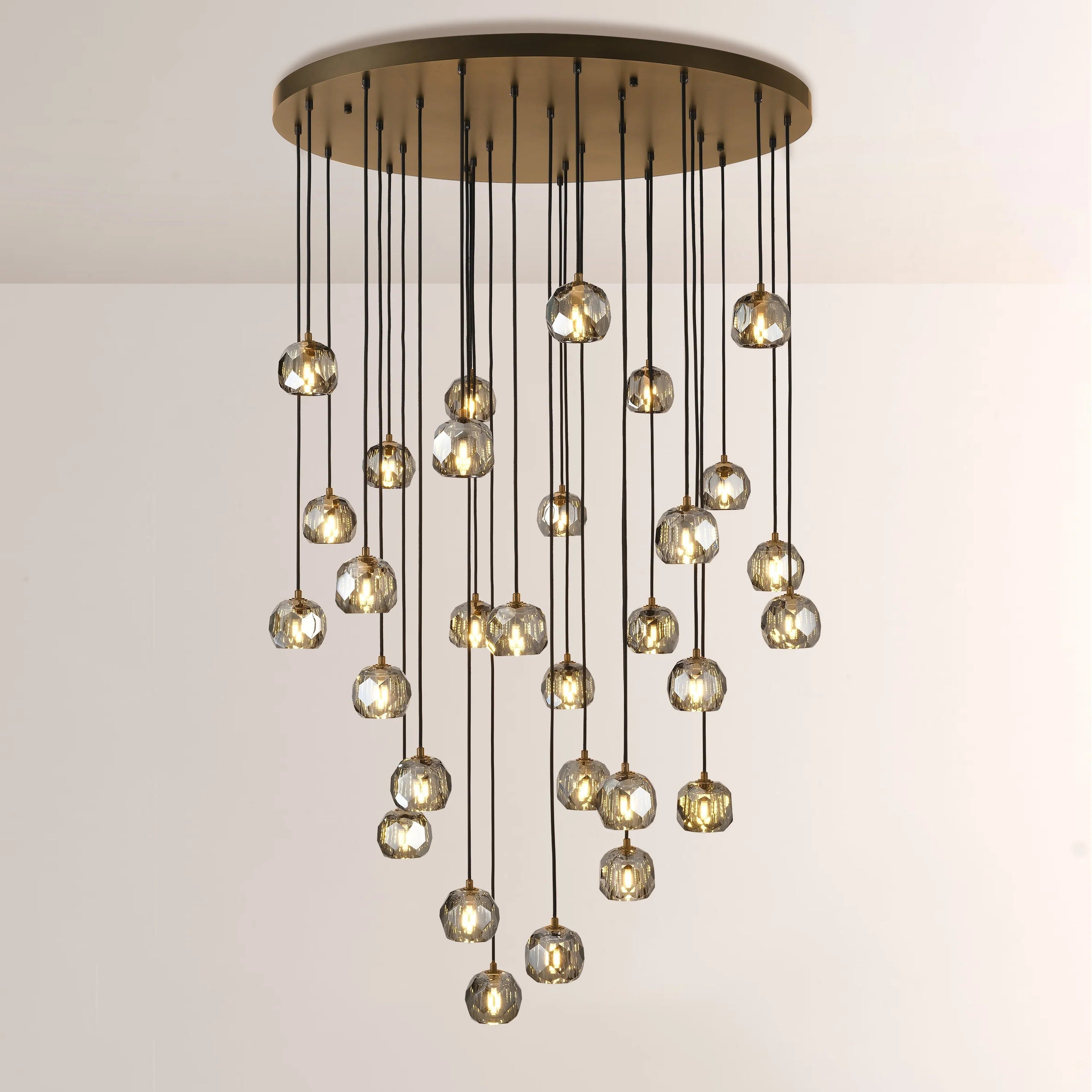 Lumerae 40 Inch Globe Smoked Crystal Cascading Chandelier
