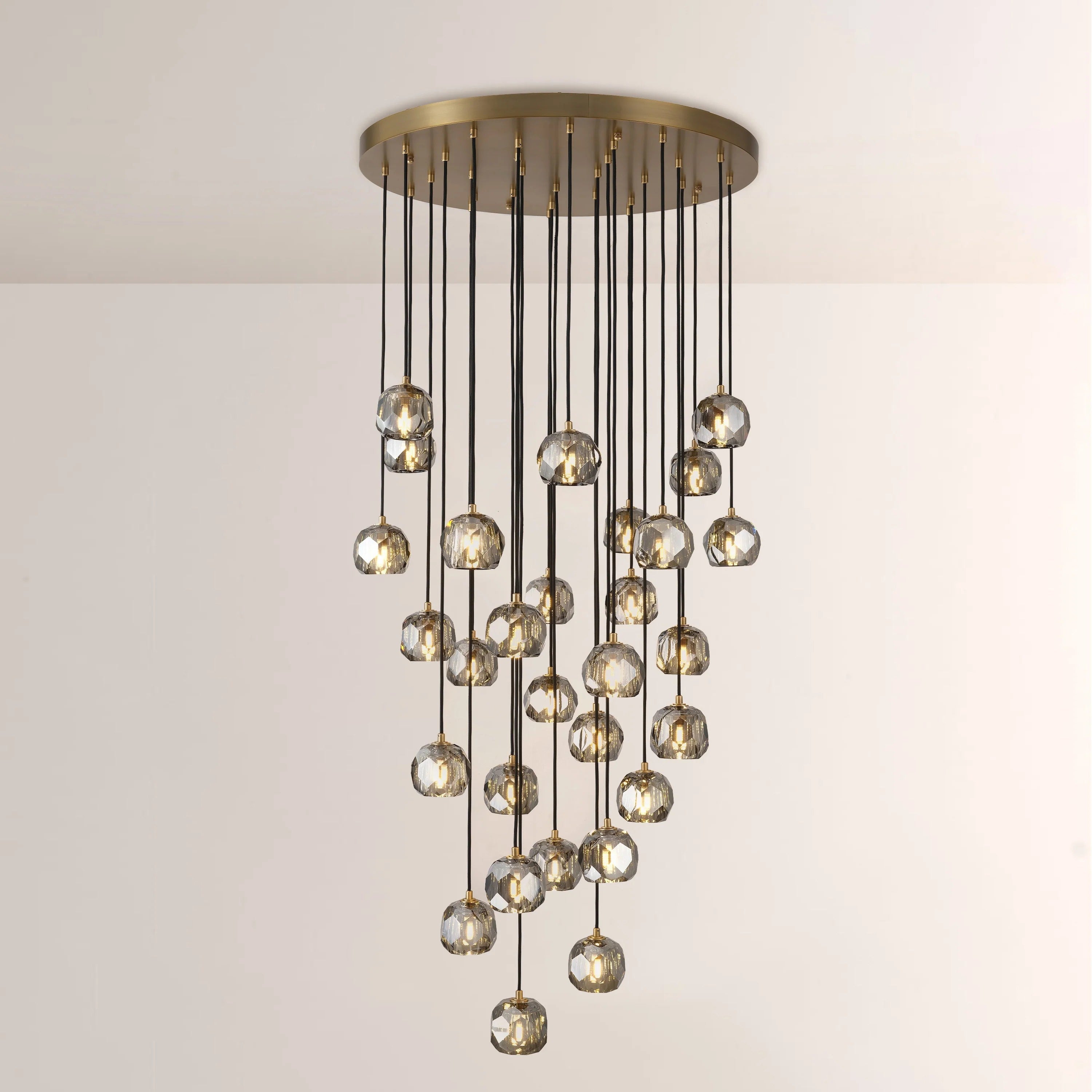 Lumerae 30 Inch Globe Smoked Crystal Cascading Chandelier