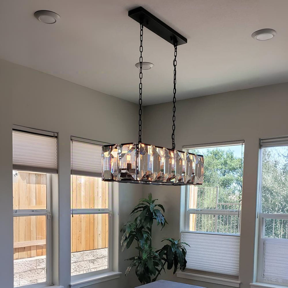 Norvain 42 Inch Crystal Rectangular Chandelier