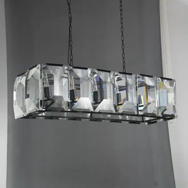 Norvain 42 Inch Crystal Rectangular Chandelier