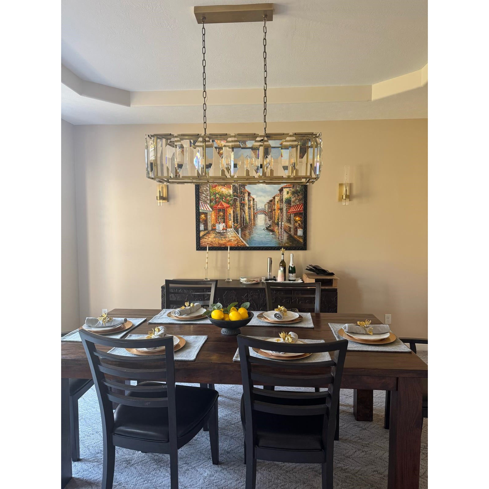 Norvain 42 Inch Crystal Rectangular Chandelier