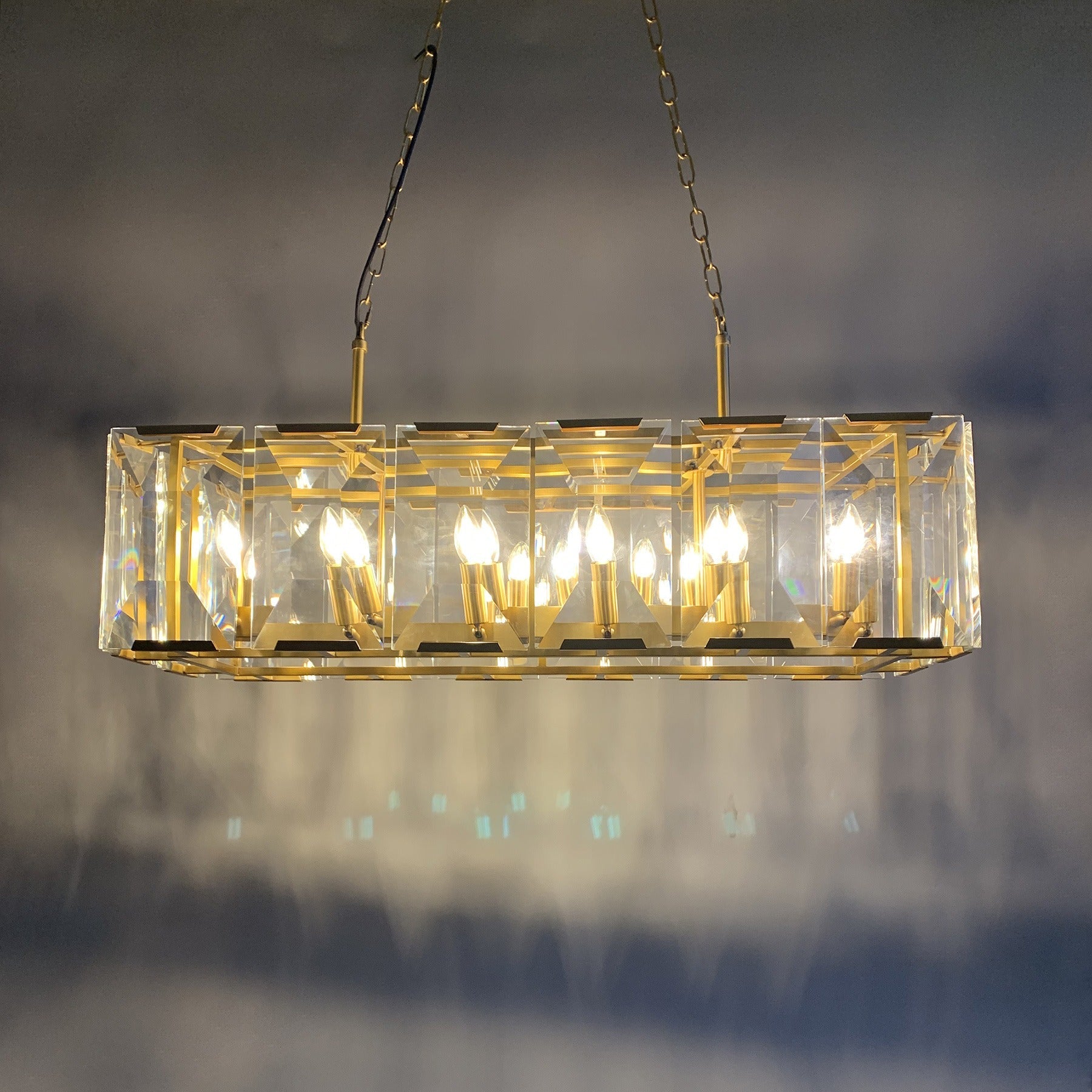 Norvain 42 Inch Crystal Rectangular Chandelier