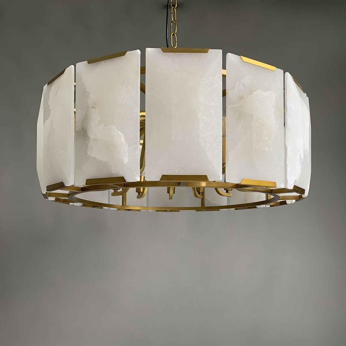 Norvain 24 Inch Alabaster Round Chandelier