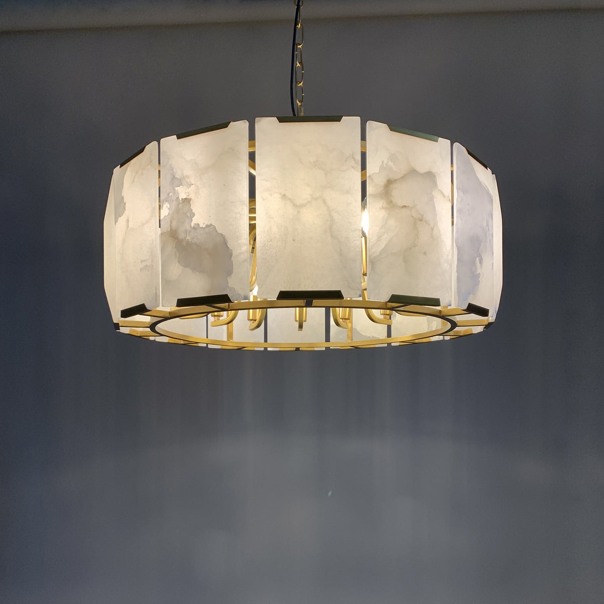Norvain 24 Inch Alabaster Round Chandelier