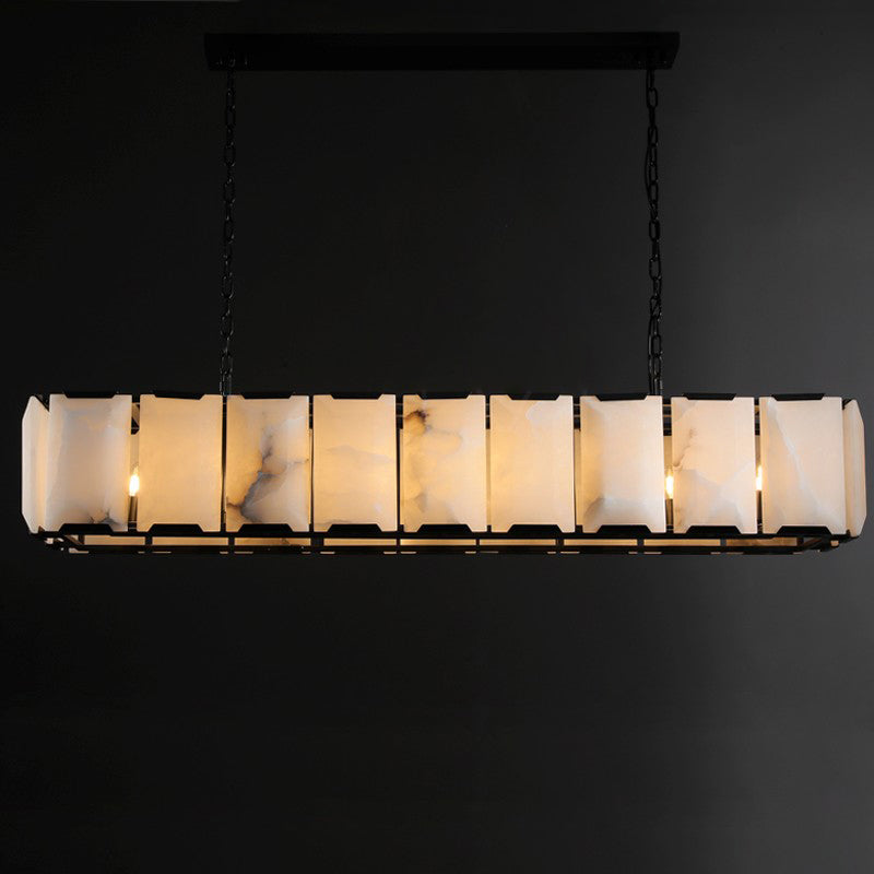 Norvain 60 Inch Alabaster Rectangular Chandelier