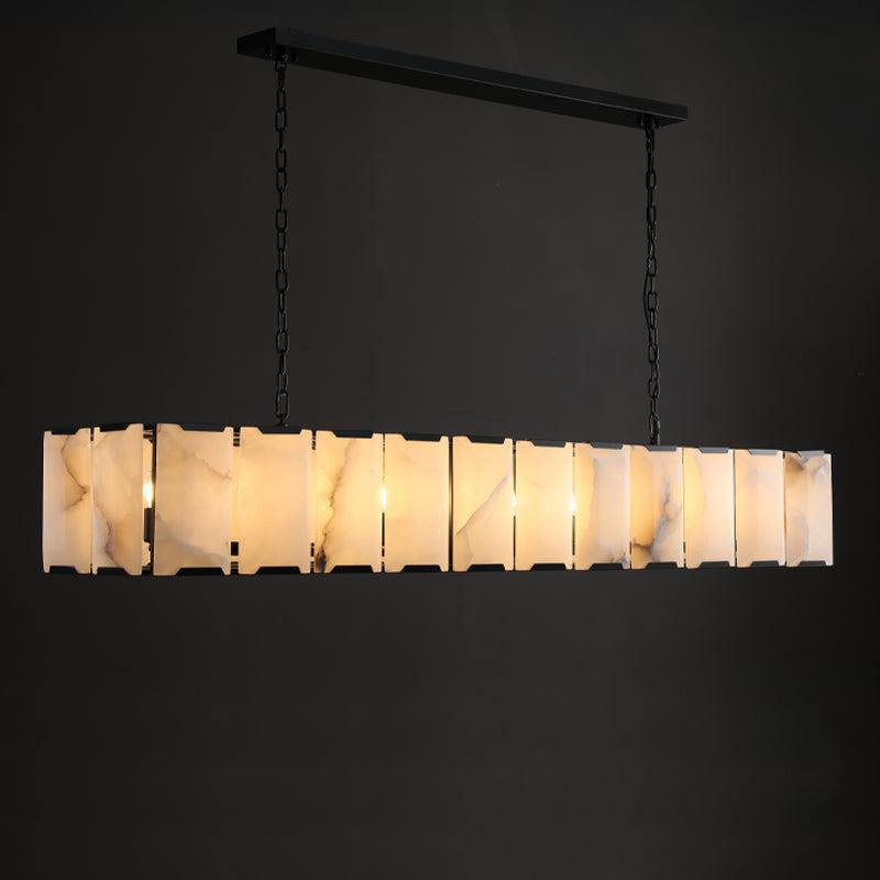 Norvain 74 Inch Alabaster Rectangular Chandelier