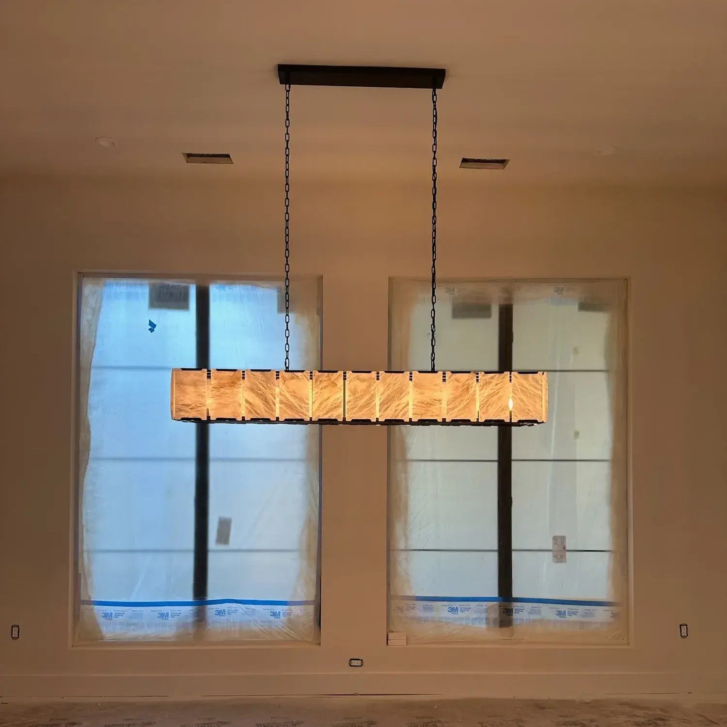 Norvain 74 Inch Alabaster Rectangular Chandelier