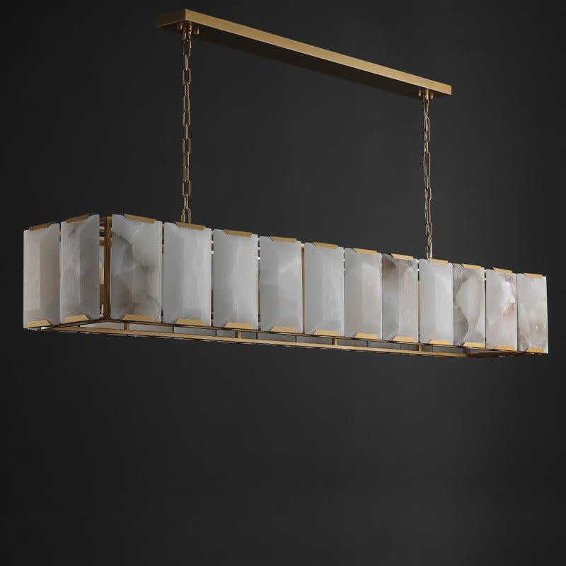 Norvain 74 Inch Alabaster Rectangular Chandelier