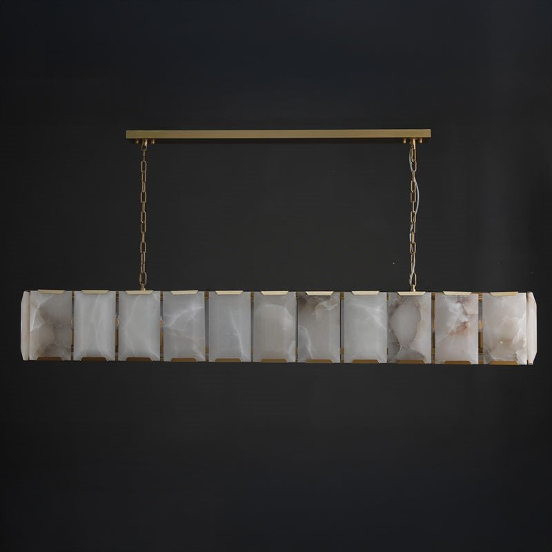 Norvain 74 Inch Alabaster Rectangular Chandelier