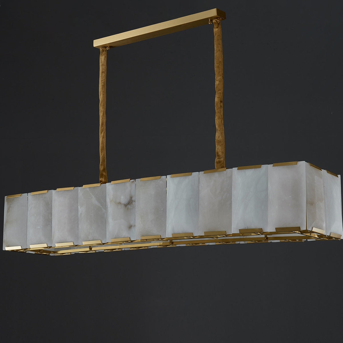 Norvain 74 Inch Alabaster Rectangular Chandelier