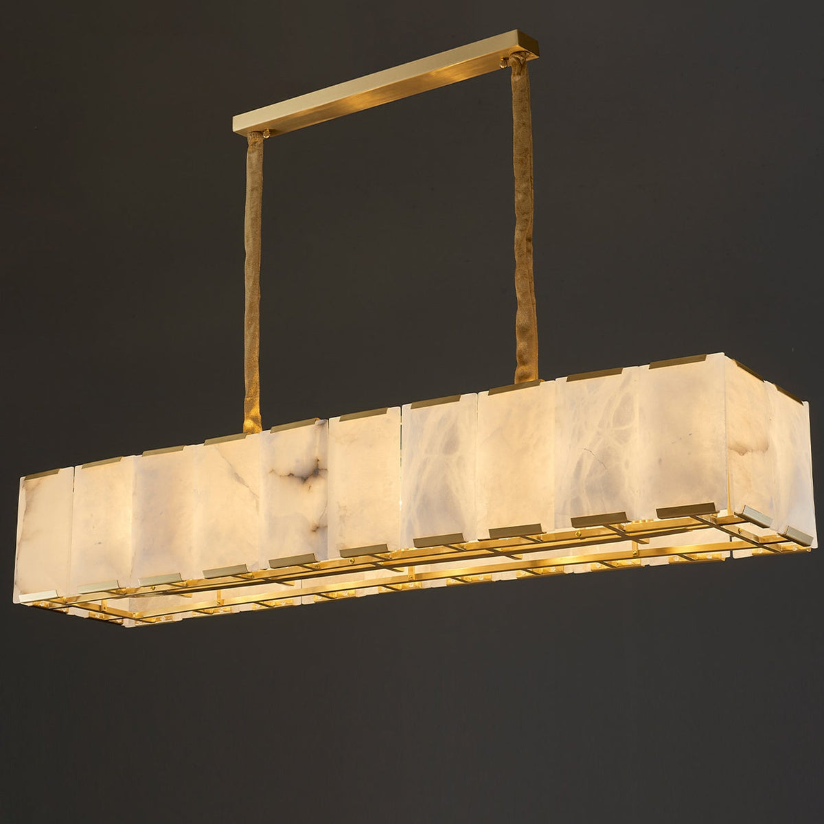 Norvain 74 Inch Alabaster Rectangular Chandelier