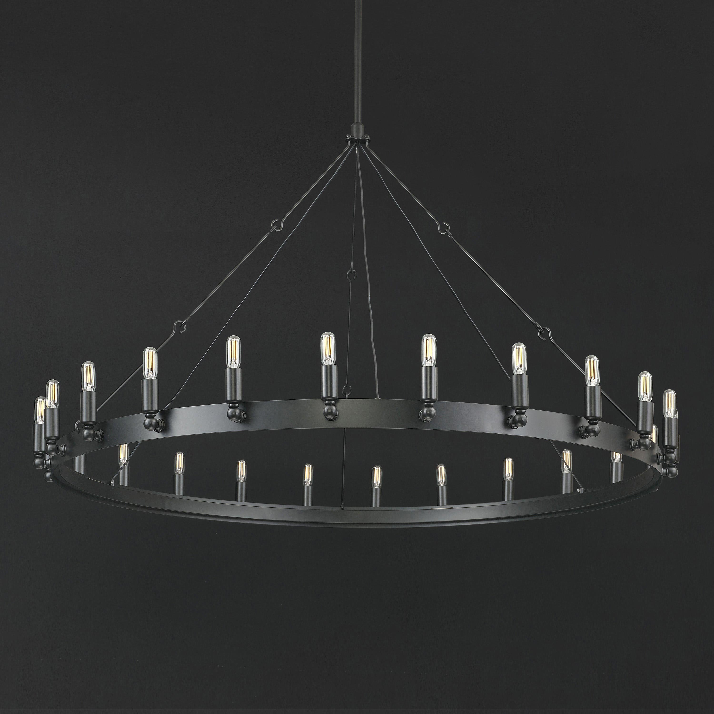 Elaris 50 Inch Tubular Candle Wagon Wheel Chandelier