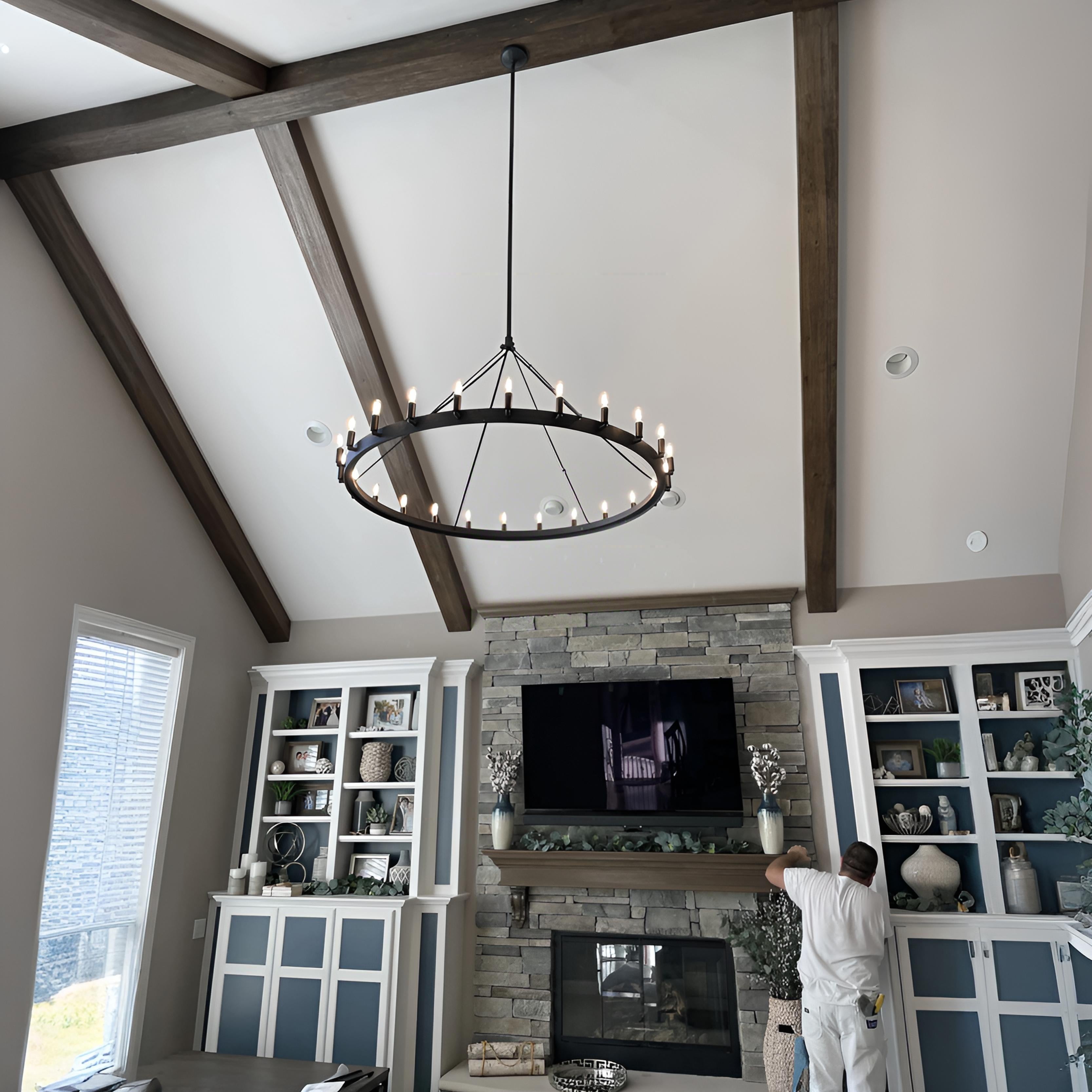 Elaris 50 Inch Tubular Candle Wagon Wheel Chandelier