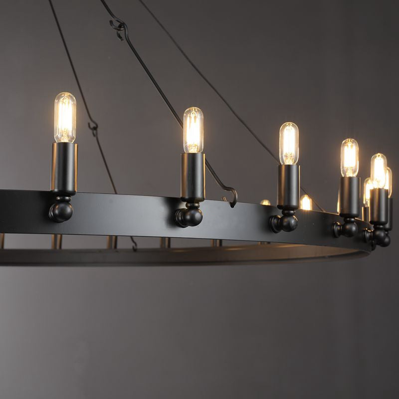 Elaris 63 Inch Tubular Candle Wagon Wheel Chandelier